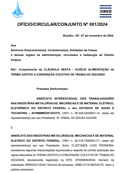 Ofício Circular/Conjunto N° 001/2024